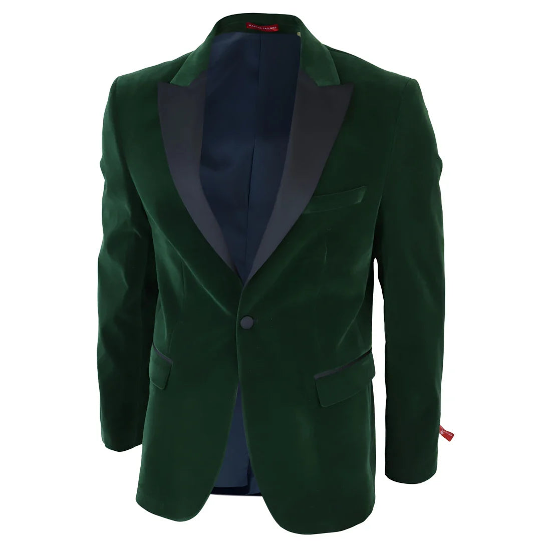 Moški zeleni žametni smoking, blazer, satenasti reverji, večerja, poroka, maturantski ples, črna kravata