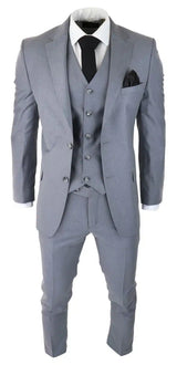 Moška klasična siva 3-delna obleka slim fit vintage retro elegantna formalna poroka