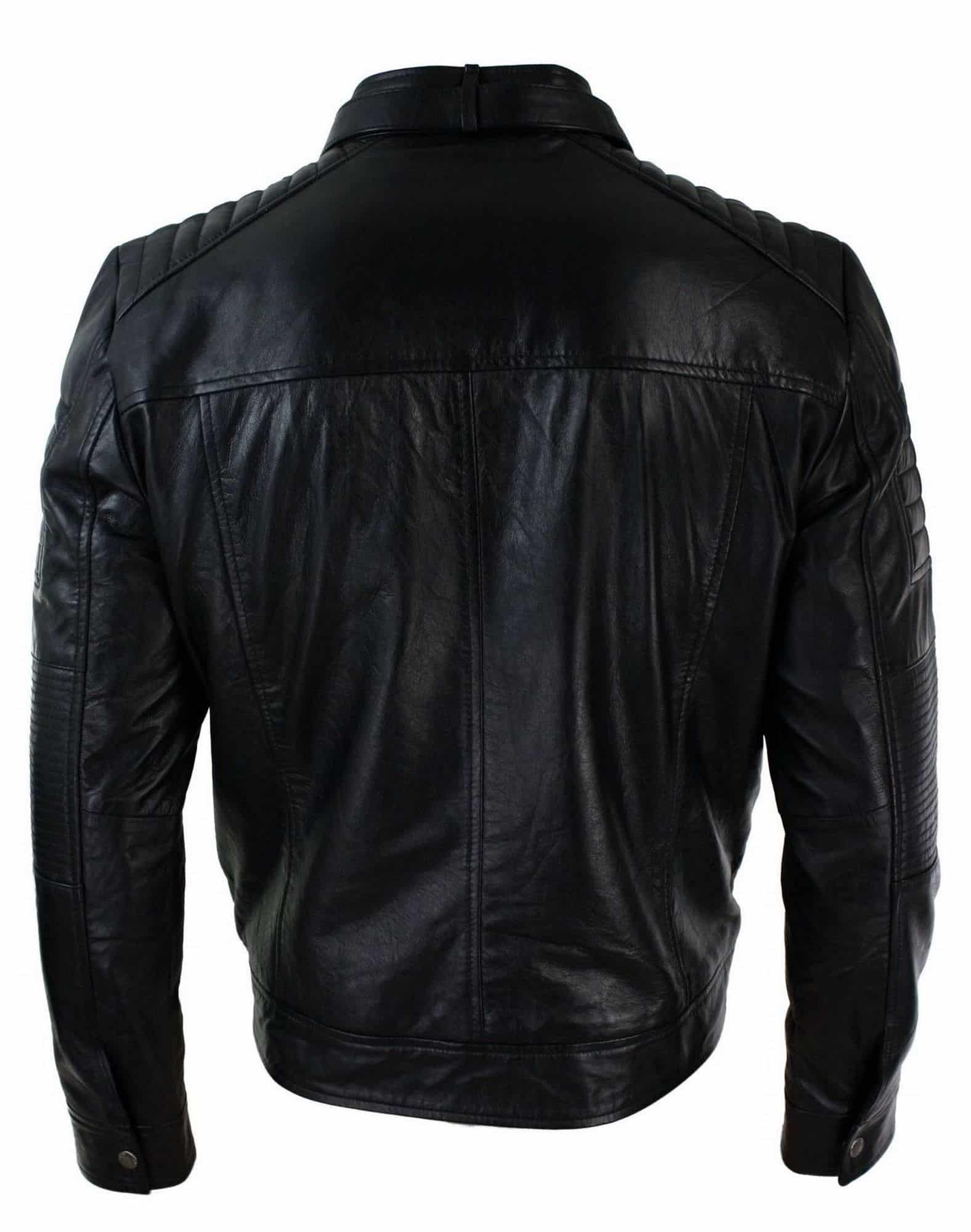 Moška motoristična jakna iz pravega usnja, črne barve, retro vintage kroj, UK