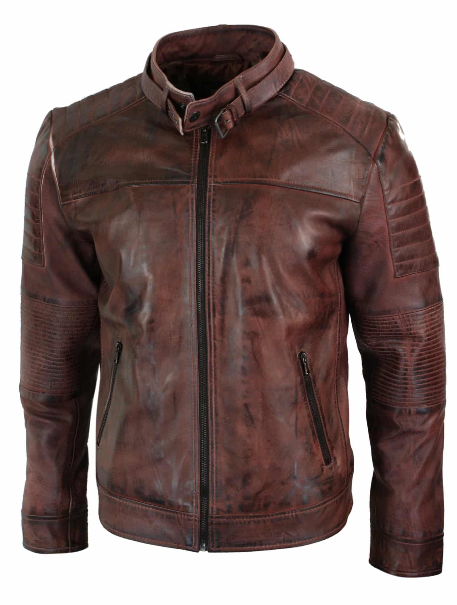 Moška motoristična jakna iz pravega usnja, črne barve, retro vintage, krojen kroj, UK