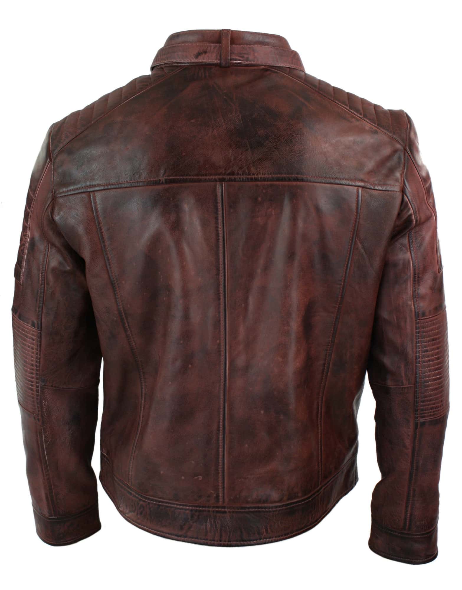 Moška motoristična jakna iz pravega usnja, črne barve, retro vintage, krojen kroj, UK