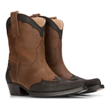 Moški visoki zahodnjaški škornji iz pravega usnja, rjavi, jahalni, plesni, kavbojski, vintage, s koničasto konico