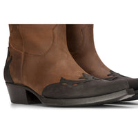 Moški visoki zahodnjaški škornji iz pravega usnja, rjavi, jahalni, plesni, kavbojski, vintage, s koničasto konico