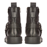 Moški črni usnjeni motoristični škornji Western Rock Punk Metal Toe gležnjarji