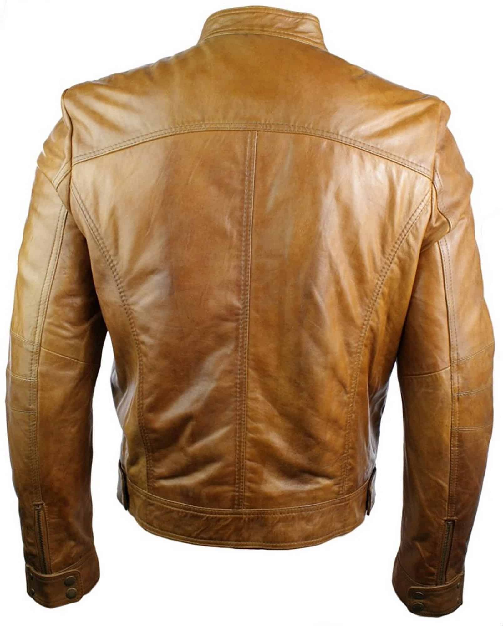 Moška motoristična jakna z zadrgo iz pravega usnja, črne barve, ozek kroj, retro vintage, elegantna, rjava