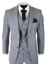Moška klasična siva 3-delna obleka slim fit vintage retro elegantna formalna poroka