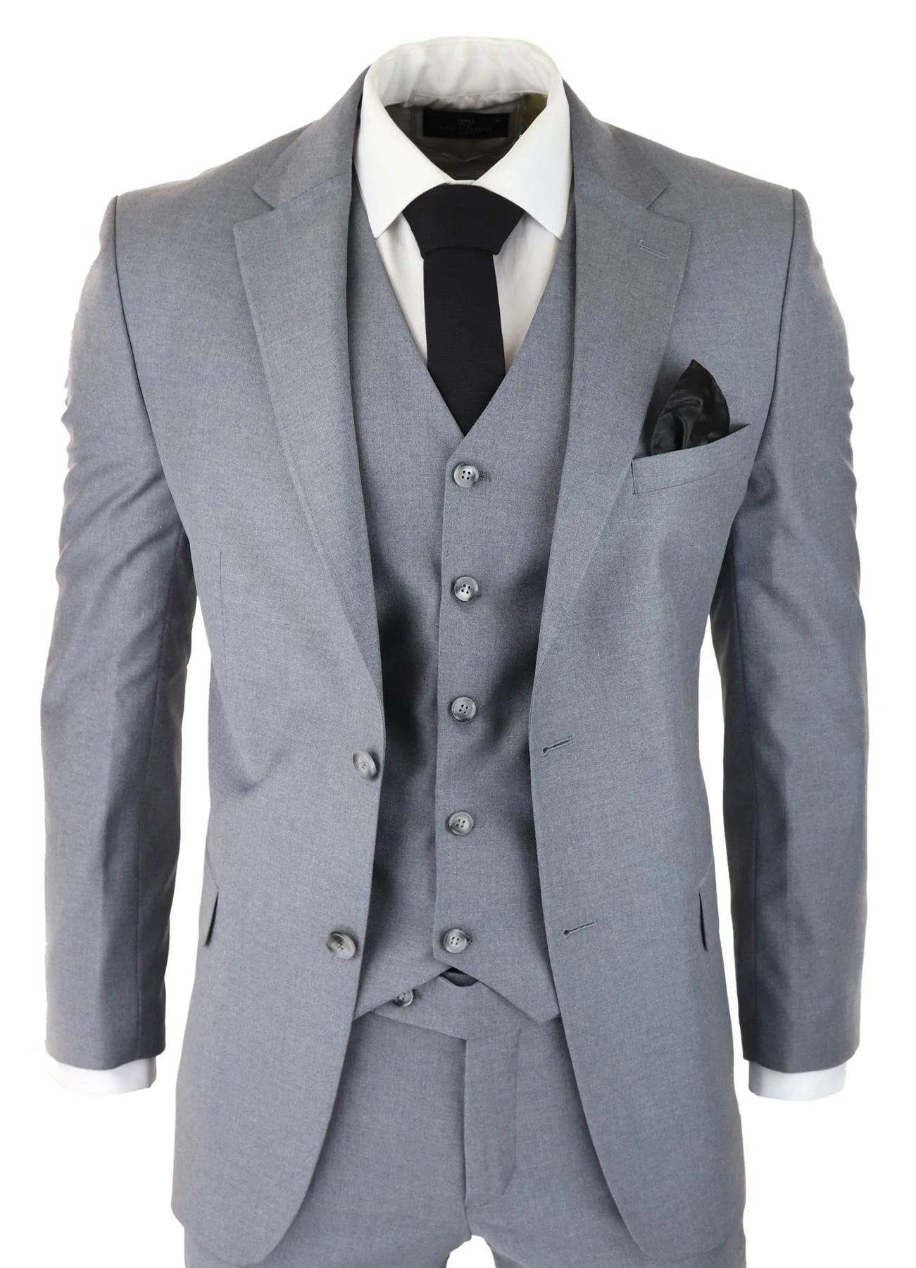 Moška klasična siva 3-delna obleka slim fit vintage retro elegantna formalna poroka
