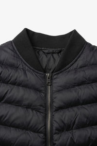 Moška črna prešita bomber jakna z zadrgo