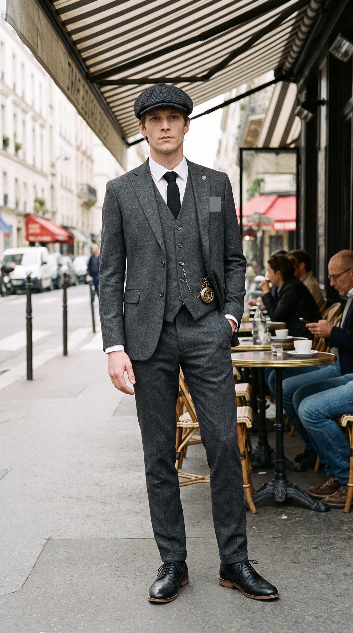 Look #831 styled with Moška siva volnena obleka Peaky Blinders iz 20. let prejšnjega stoletja