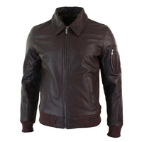 Moška usnjena pilotska jakna Harrington Burgundy Bomber Classic