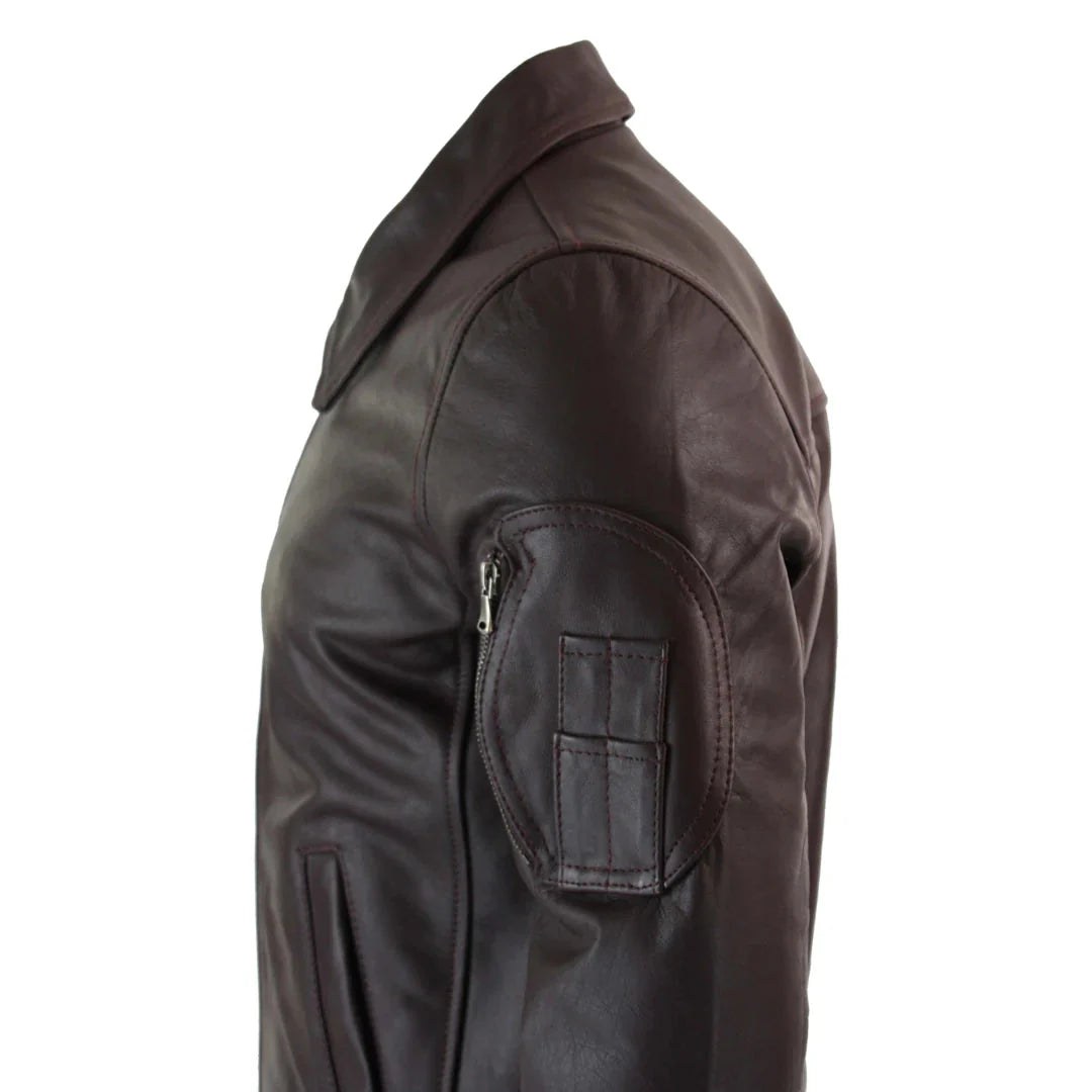 Moška usnjena pilotska jakna Harrington Burgundy Bomber Classic