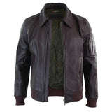 Moška usnjena pilotska jakna Harrington Burgundy Bomber Classic