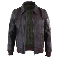 Moška usnjena pilotska jakna Harrington Burgundy Bomber Classic