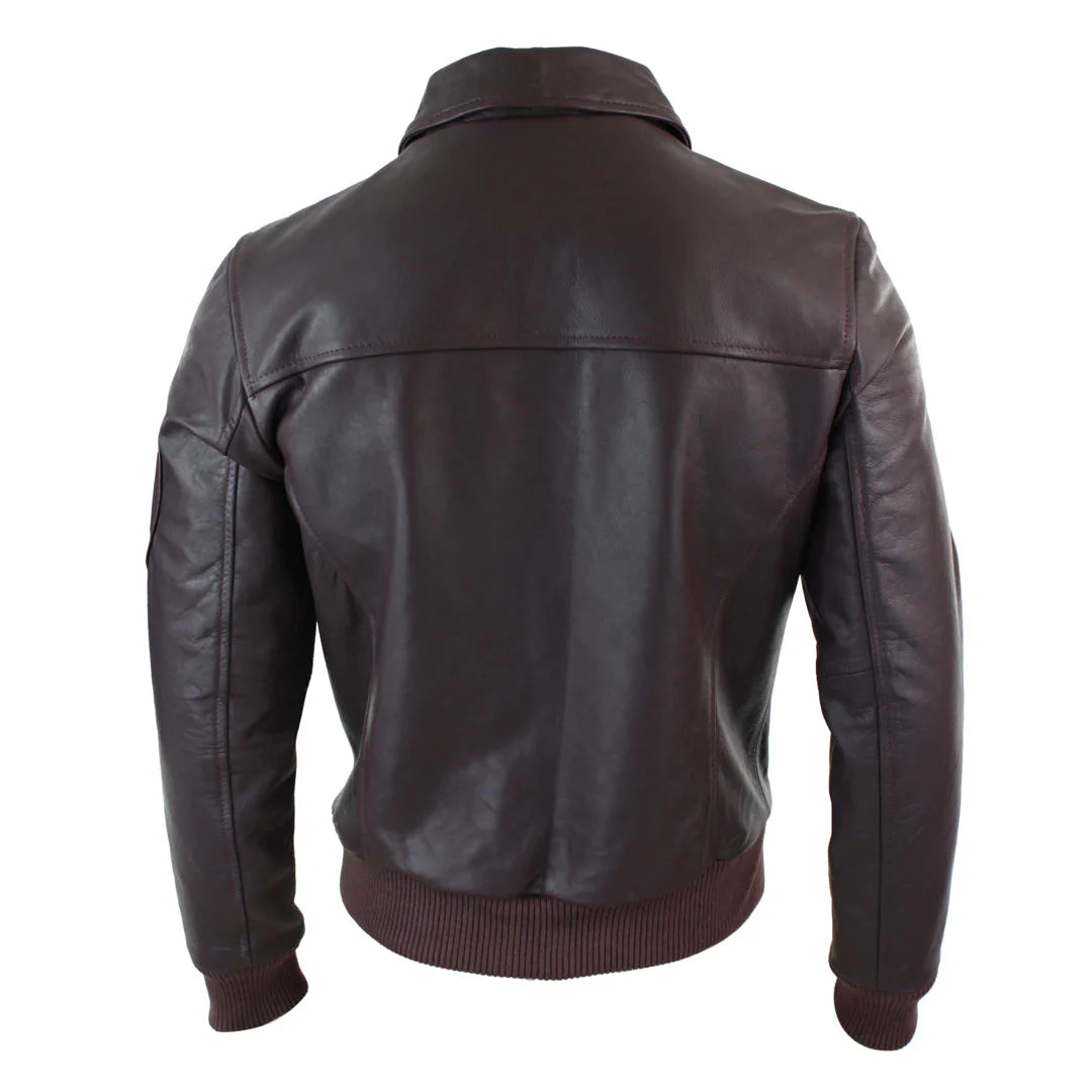 Moška usnjena pilotska jakna Harrington Burgundy Bomber Classic