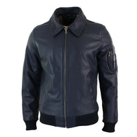Moška usnjena pilotska jakna Harrington Navy Bomber Classic