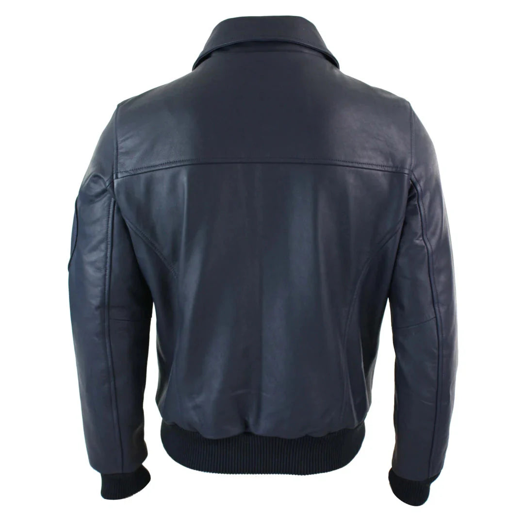 Moška usnjena pilotska jakna Harrington Navy Bomber Classic