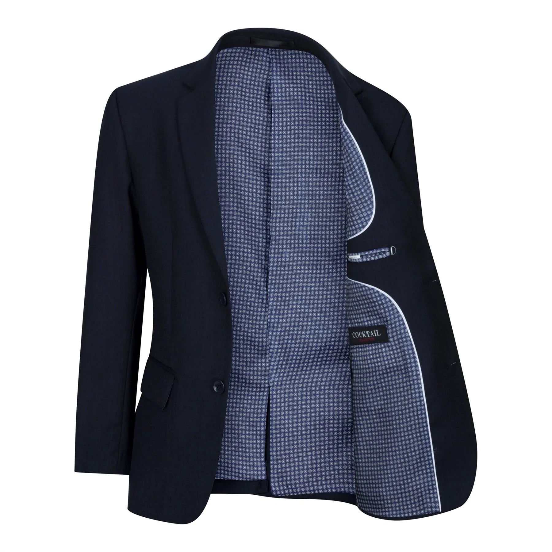 Fantje temno moder 5-delni blazer, telovnik, srajca s kravato, hlače, poročna zabava
