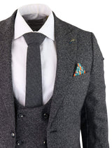 Moška ogleno siva tridelna obleka