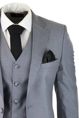 Moška klasična siva 3-delna obleka slim fit vintage retro elegantna formalna poroka