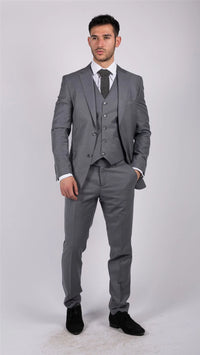 Moška klasična siva 3-delna obleka slim fit vintage retro elegantna formalna poroka