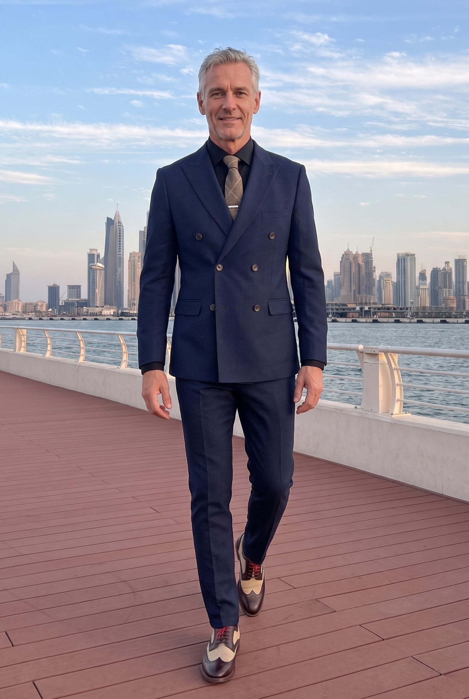 Look #638 styled with Mayfair - Moška mornarsko modra dvodelna obleka z dvojnim rebrom