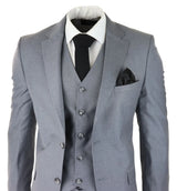 Moška klasična siva 3-delna obleka slim fit vintage retro elegantna formalna poroka