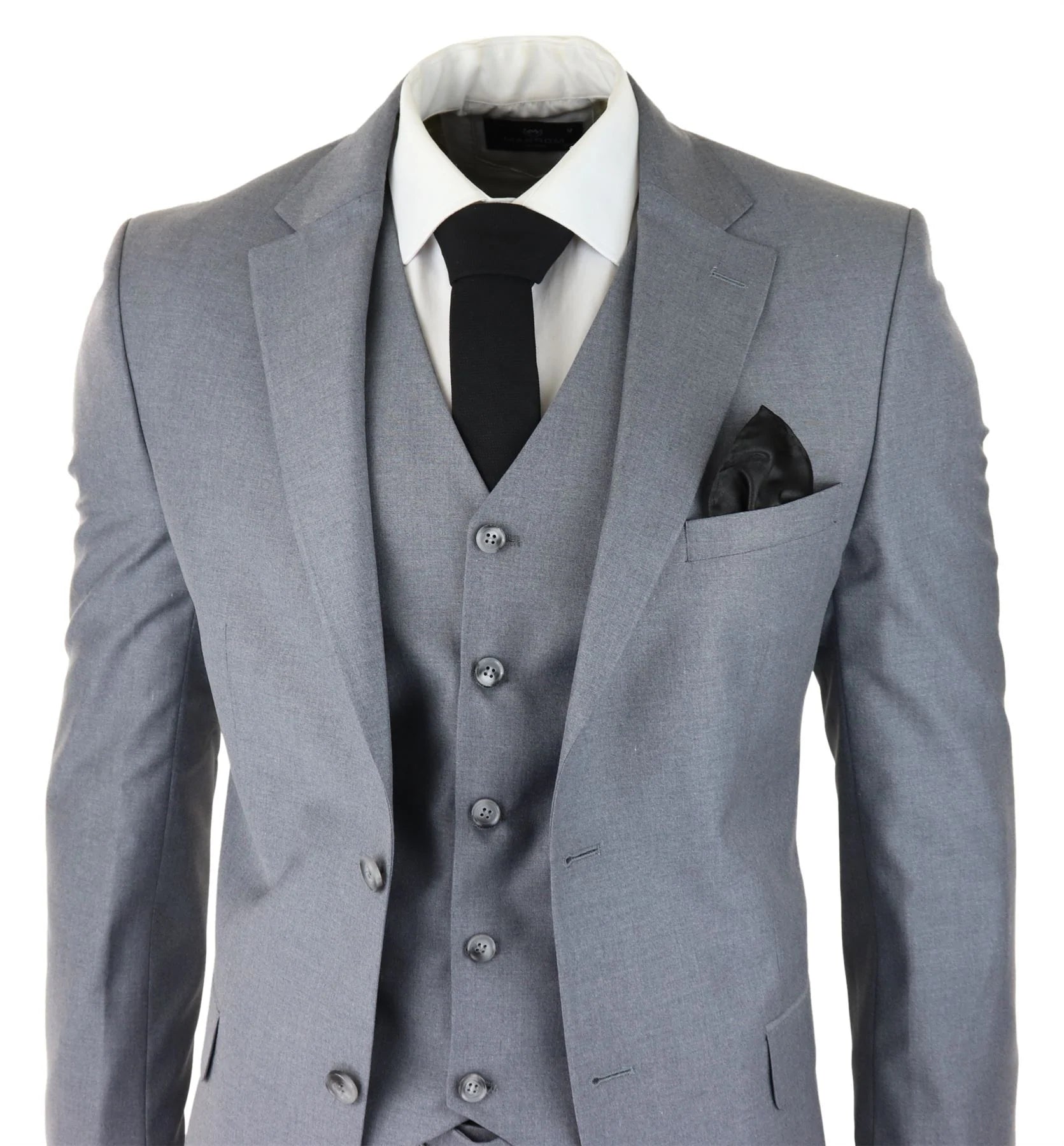 Moška klasična siva 3-delna obleka slim fit vintage retro elegantna formalna poroka