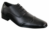 Gio Gino 907001 moški črni elegantni formalni čevlji z vezalkami iz umetnega usnja Gatsby Italian Classic