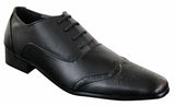 Gio Gino 907001 moški črni elegantni formalni čevlji z vezalkami iz umetnega usnja Gatsby Italian Classic