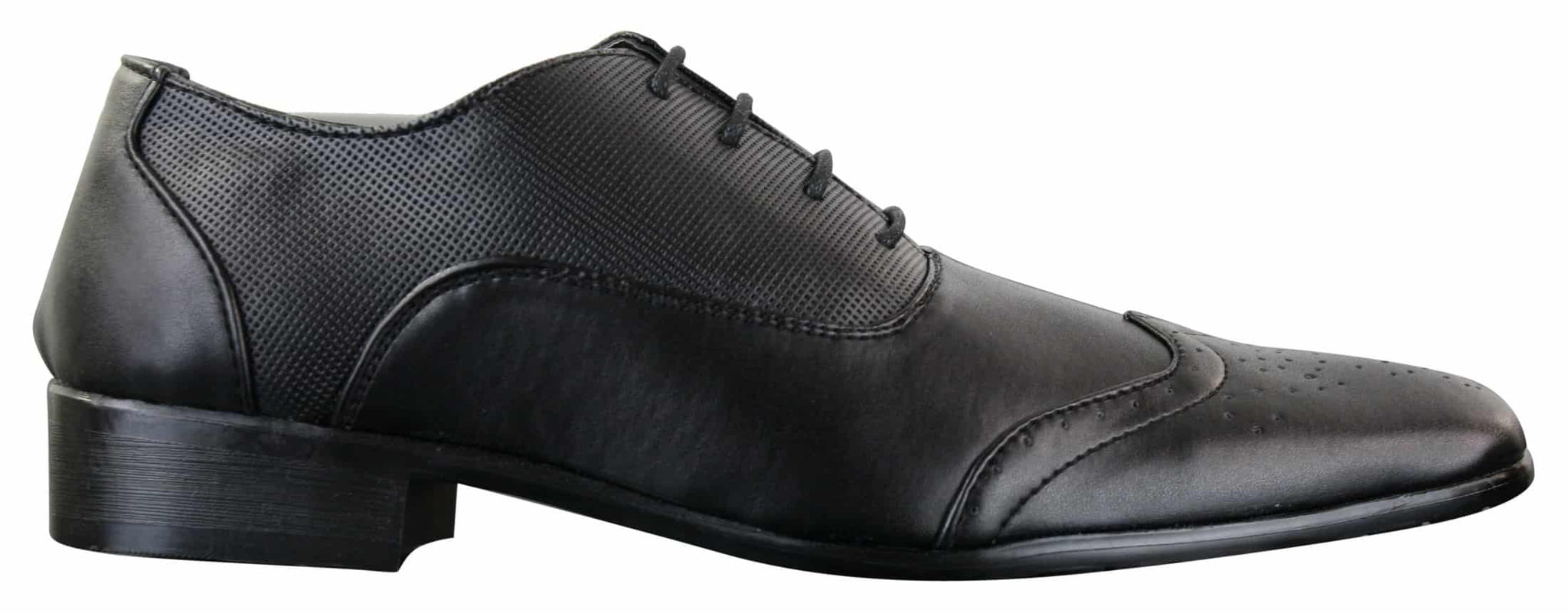 Gio Gino 907001 moški črni elegantni formalni čevlji z vezalkami iz umetnega usnja Gatsby Italian Classic