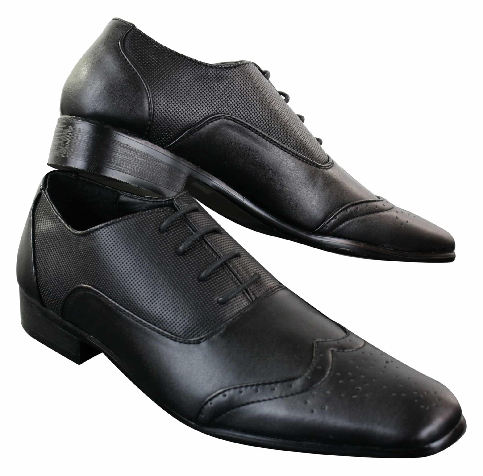 Gio Gino 907001 moški črni elegantni formalni čevlji z vezalkami iz umetnega usnja Gatsby Italian Classic