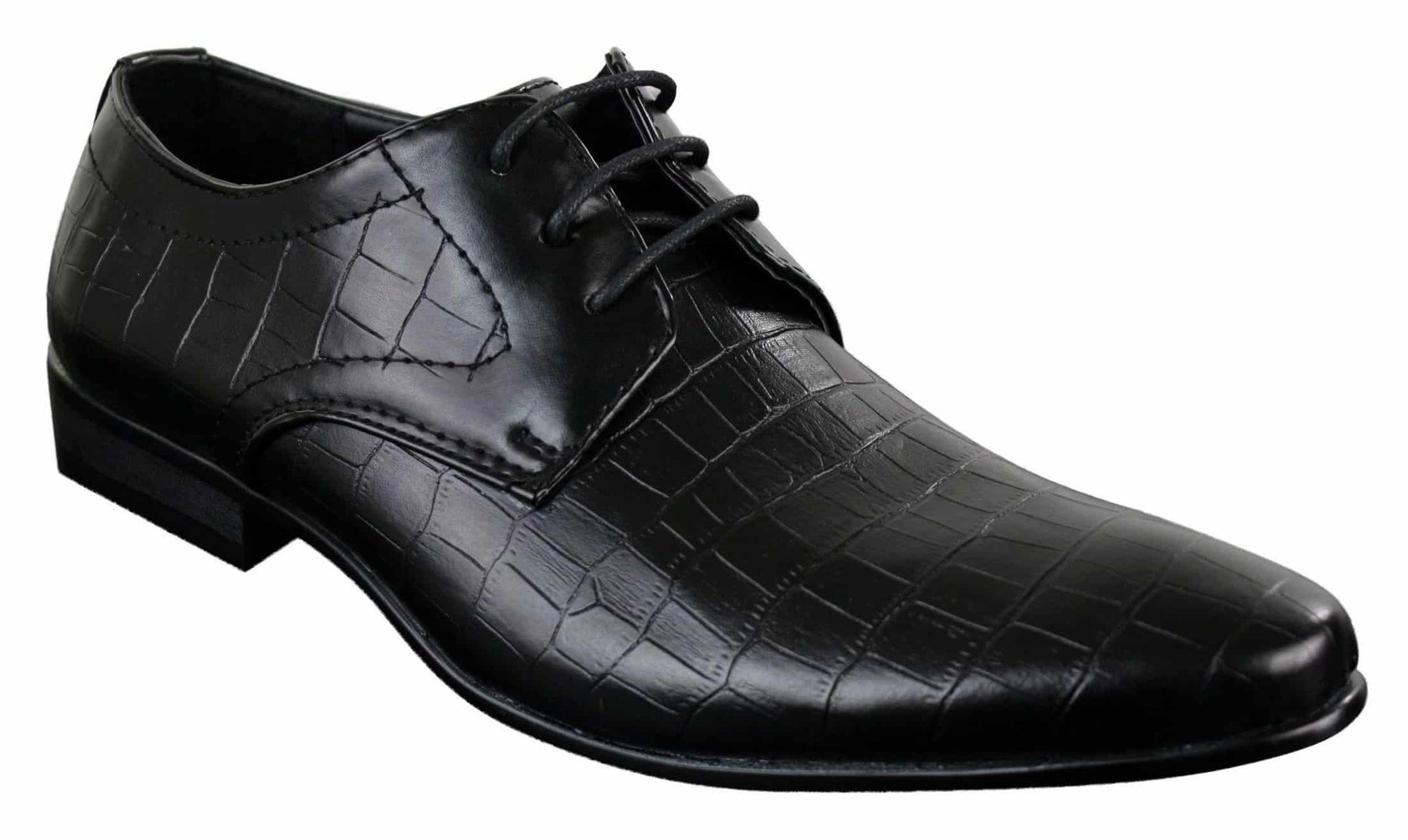 Moški črno-rjavi čevlji iz umetnega usnja s krokodilsko kačo in vezalkami, elegantni formalni špičasti