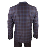 Moška 3-delna obleka, vijolična, modra, karo, kontrastni telovnik, hlače, poroka
