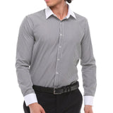 Moška elegantna srajca s črtami in klasičnim ovratnikom, črna