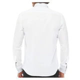 Moška srajca s krilatim ovratnikom, smoking, bela, črna, z dvojnimi manšetami, klasična večerja