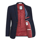 Fantovska mornarsko modra karo obleka iz treh delov, rdeča, Edinson Marc Darcy klasična vintage poroka