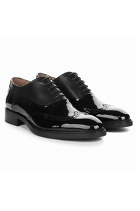 Harry - Moški črni lakirani čevlji brogue