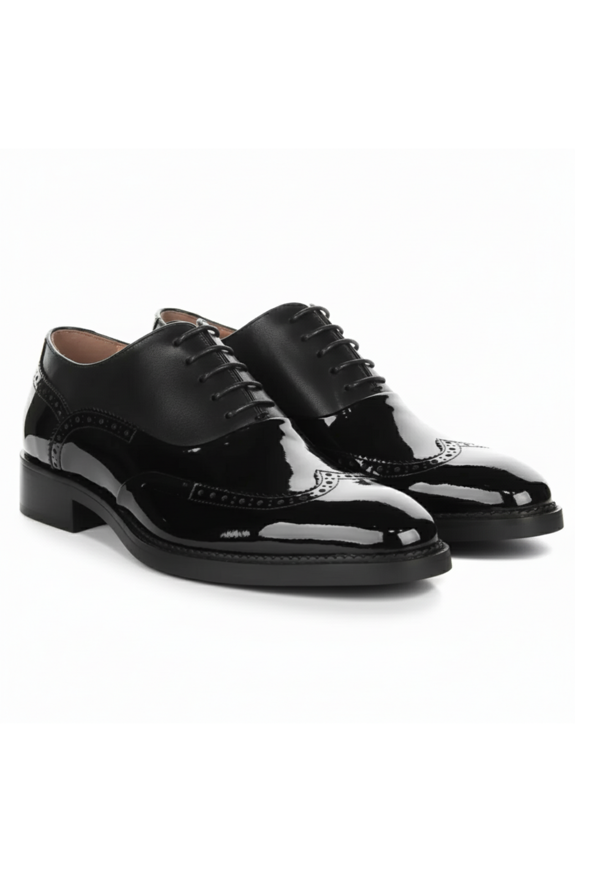 Harry - Moški črni lakirani čevlji brogue