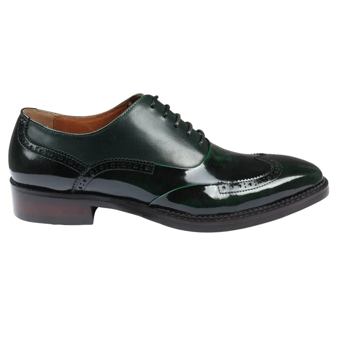Harry - Moški zeleni lakirani čevlji brogue
