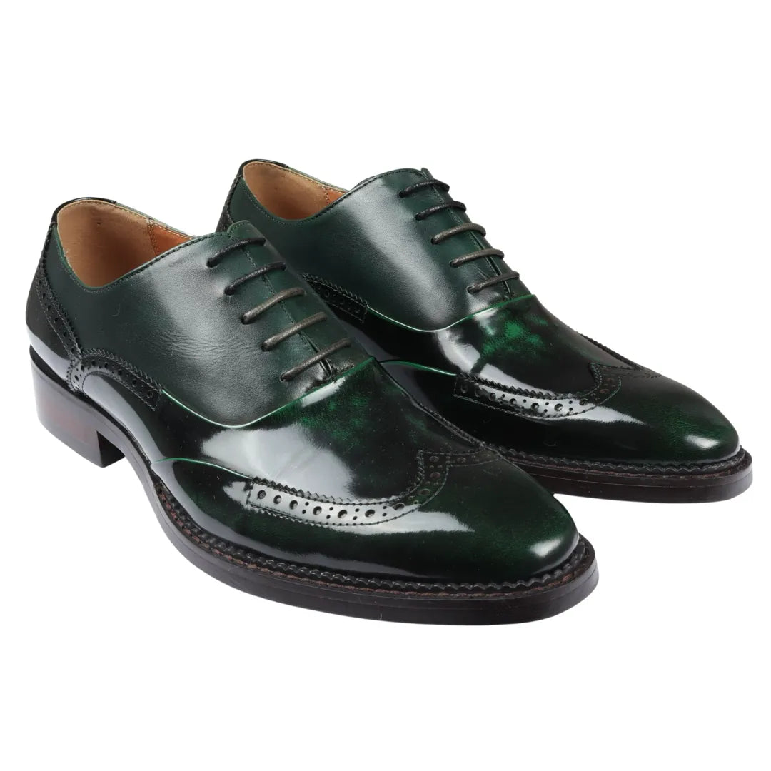 Harry - Moški zeleni lakirani čevlji brogue