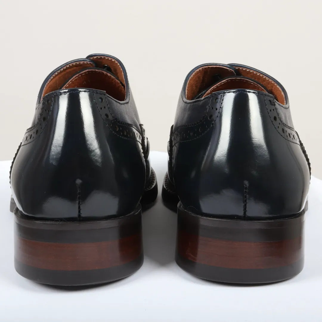 Harry - Moški temno modri lakirani čevlji brogue