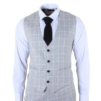 Moška siva 3-delna karo obleka po meri
