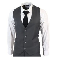 Moška klasična ogleno rjava enobarvna krojena tridelna obleka IM1