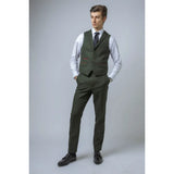 Moška 3-delna obleka Joshua iz zelenega tvida ozkega kroja