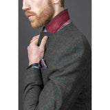 Moška 3-delna obleka Joshua iz zelenega tvida ozkega kroja