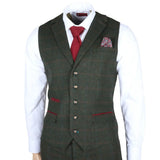 Moška 3-delna obleka Joshua iz zelenega tvida ozkega kroja