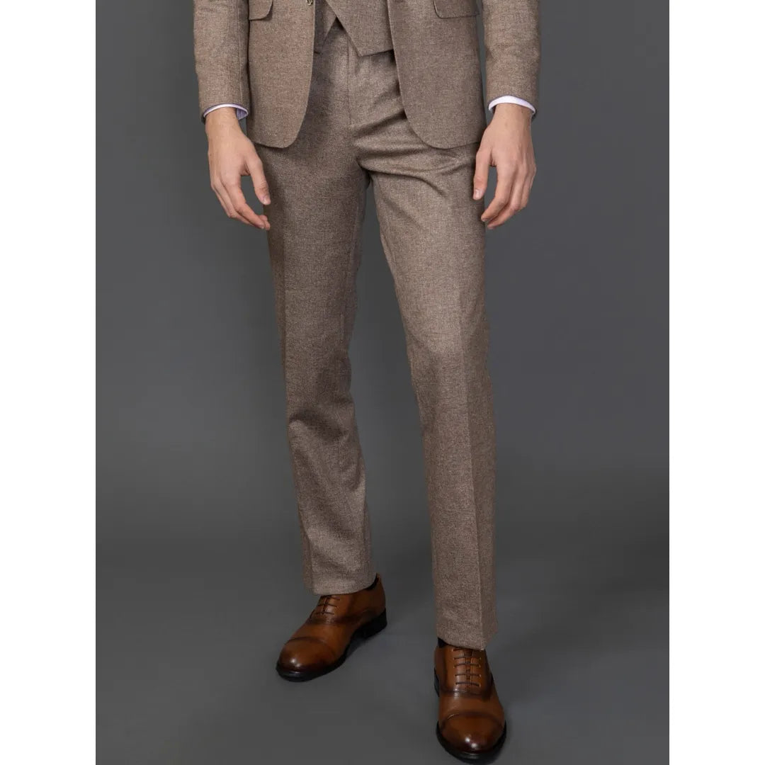 Moška rjava tridelna obleka slim fit Nathan