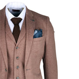 Moška rjava tridelna obleka slim fit Nathan