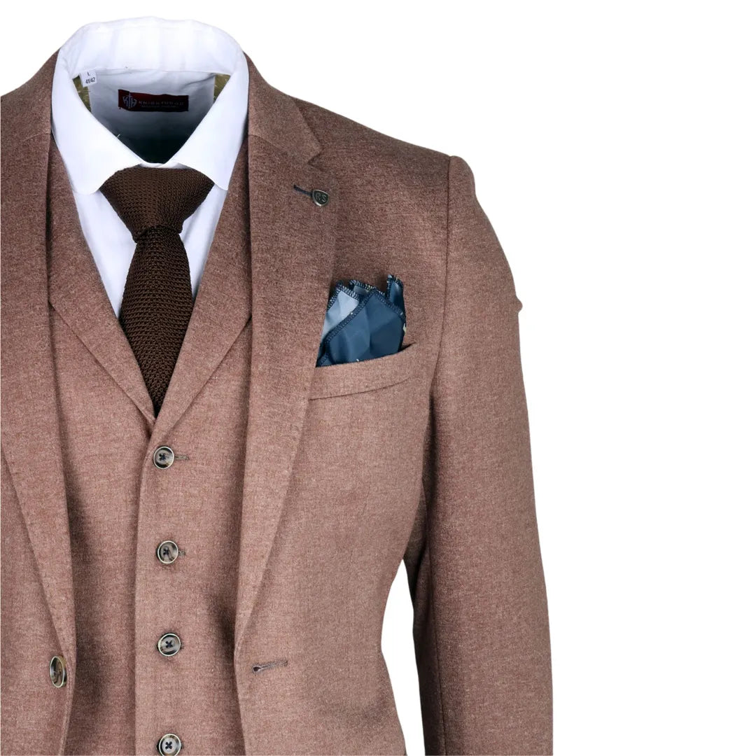 Moška rjava tridelna obleka slim fit Nathan