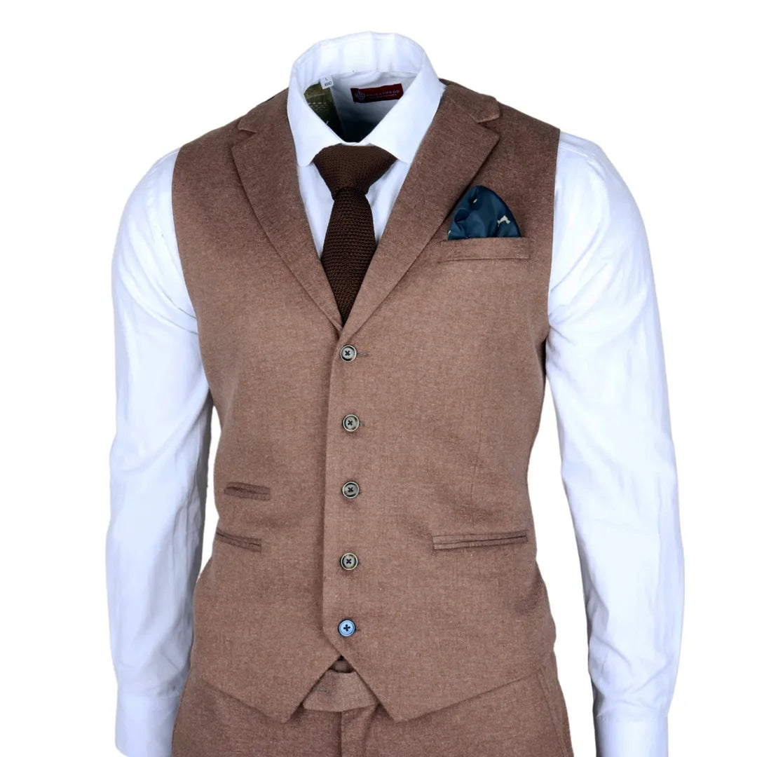 Moška rjava tridelna obleka slim fit Nathan